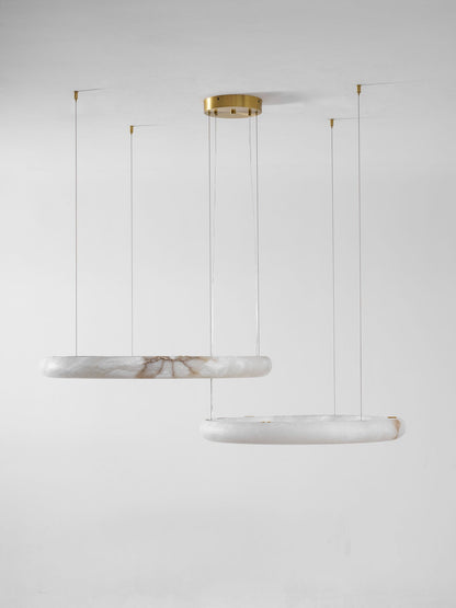 Halo Alabaster Chandelier - Elegant Design, Adjustable Height, Soft Gl