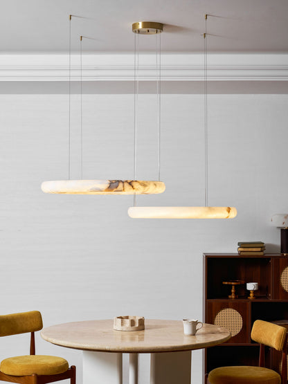 Halo Alabaster Chandelier - Elegant Design, Adjustable Height, Soft Gl