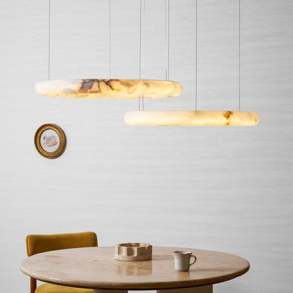 Halo Alabaster Chandelier - Elegant Design, Adjustable Height, Soft Gl