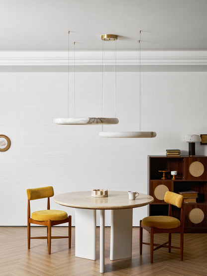 Halo Alabaster Chandelier - Elegant Design, Adjustable Height, Soft Gl