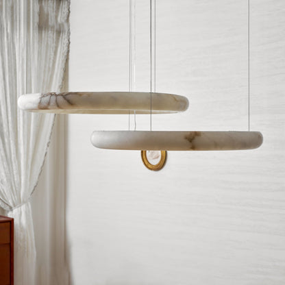 Halo Alabaster Chandelier - Elegant Design, Adjustable Height, Soft Gl
