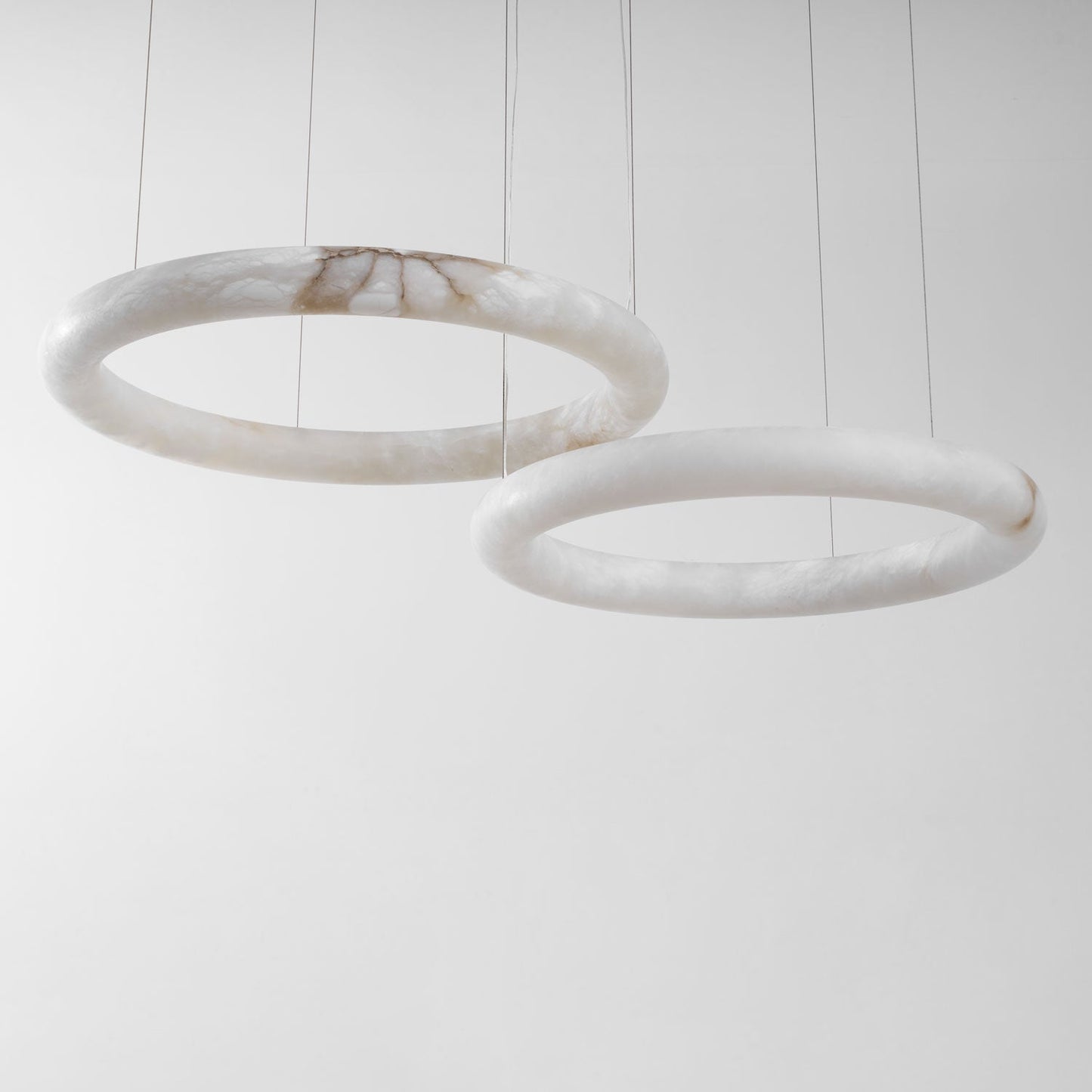 Halo Alabaster Chandelier - Elegant Design, Adjustable Height, Soft Gl