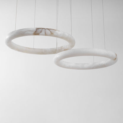 Halo Alabaster Chandelier - Elegant Design, Adjustable Height, Soft Gl