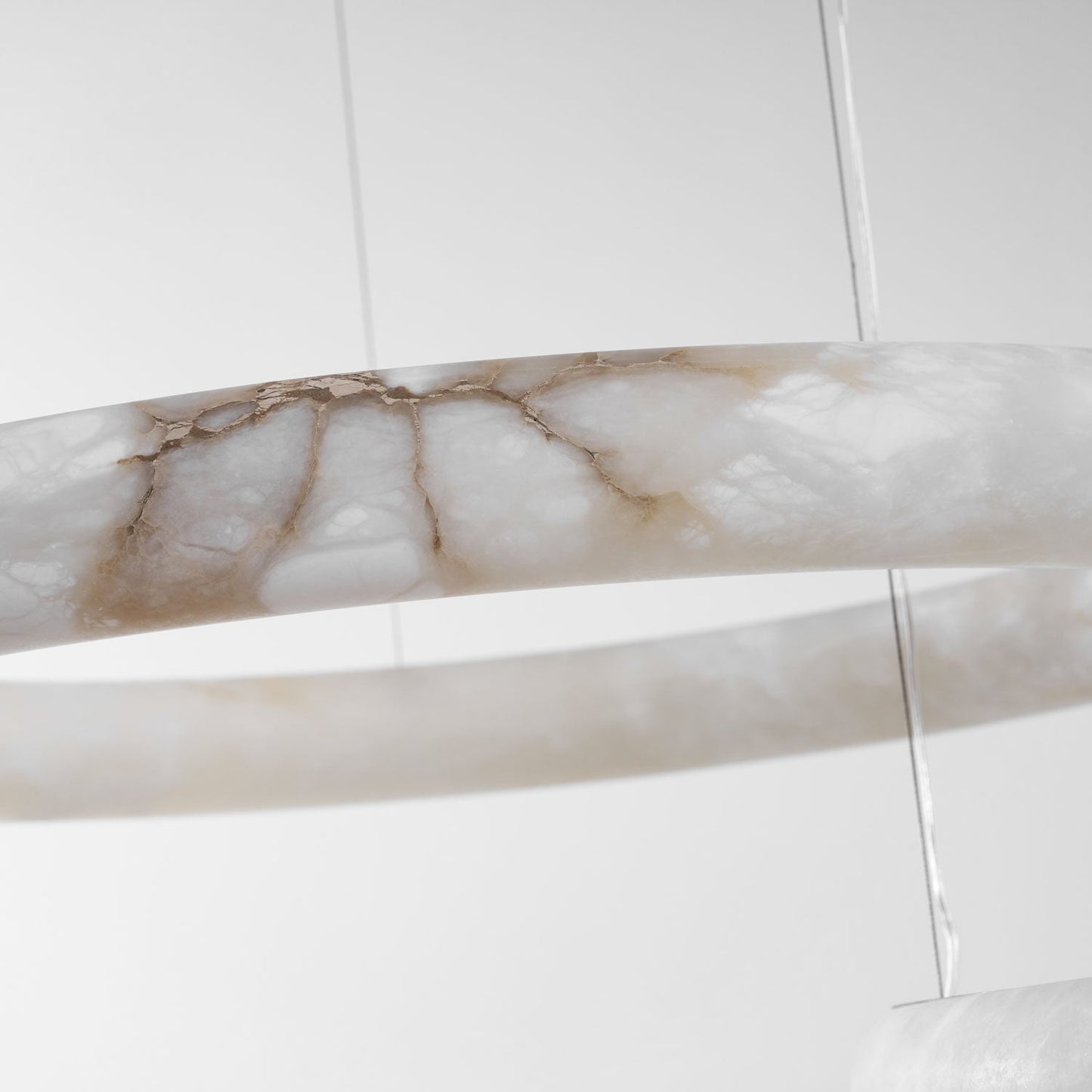 Halo Alabaster Chandelier - Elegant Design, Adjustable Height, Soft Gl
