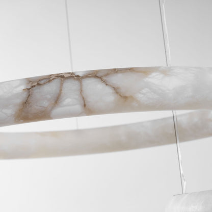 Halo Alabaster Chandelier - Elegant Design, Adjustable Height, Soft Gl
