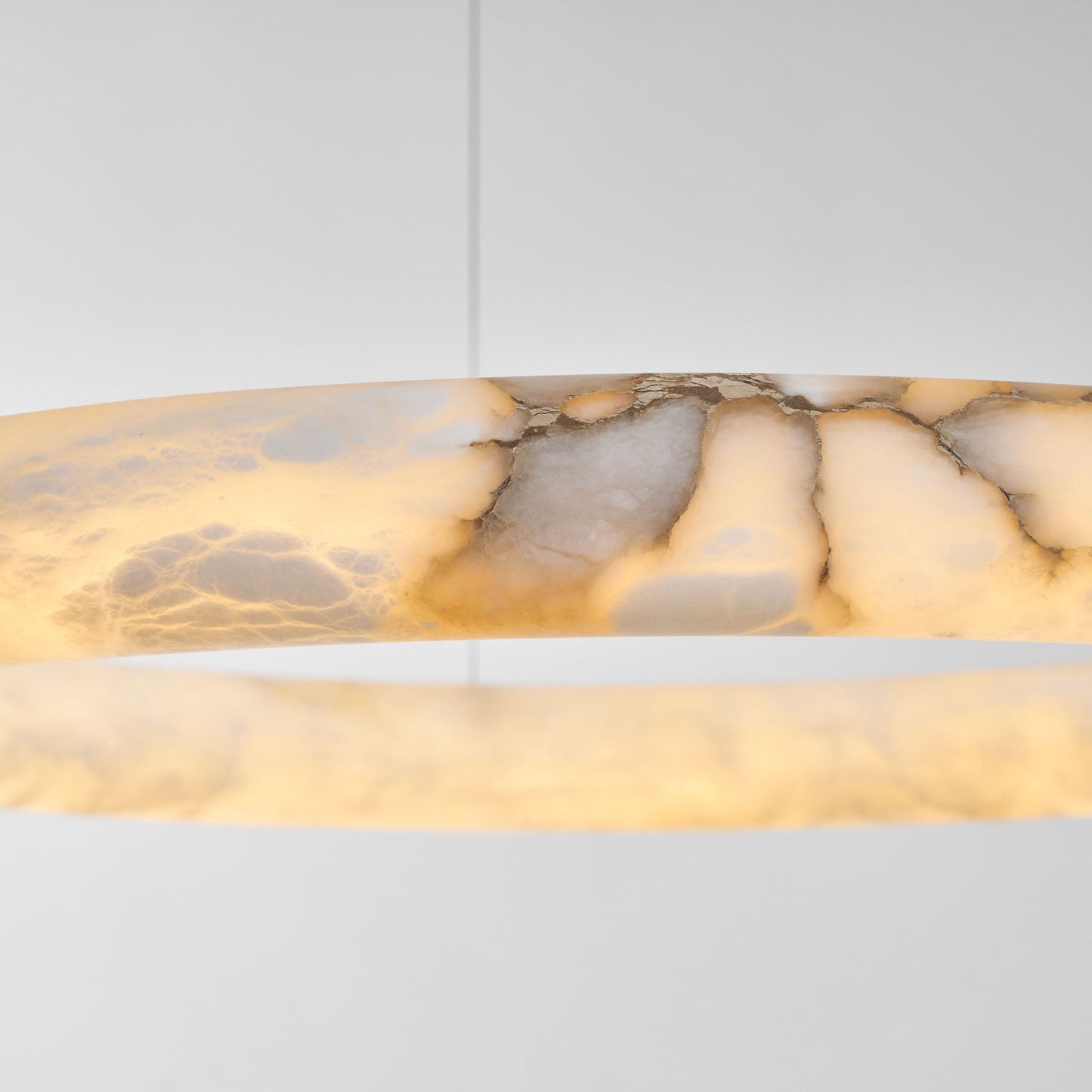 Halo Alabaster Chandelier - Elegant Design, Adjustable Height, Soft Gl