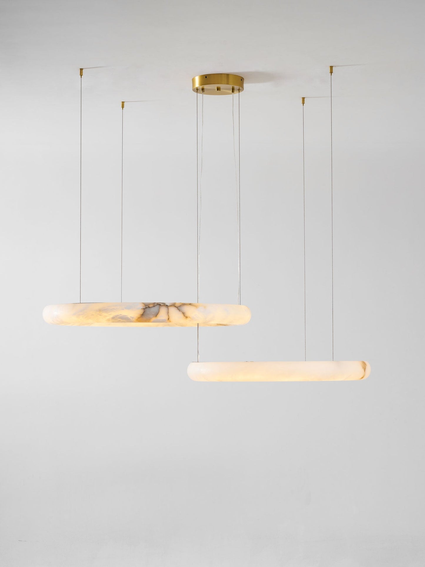 Halo Alabaster Chandelier - Elegant Design, Adjustable Height, Soft Gl