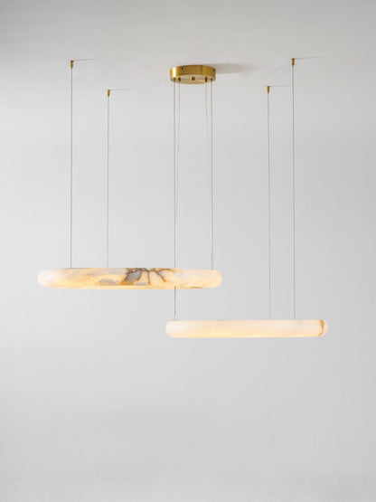 Halo Alabaster Chandelier - Elegant Design, Adjustable Height, Soft Gl
