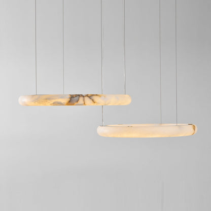 Halo Alabaster Chandelier - Elegant Design, Adjustable Height, Soft Gl