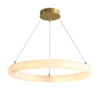 Halo Alabaster Chandelier - Elegant Design, Adjustable Height, Soft Gl