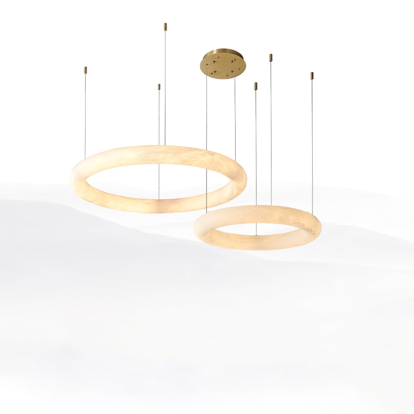 Halo Alabaster Chandelier - Elegant Design, Adjustable Height, Soft Gl