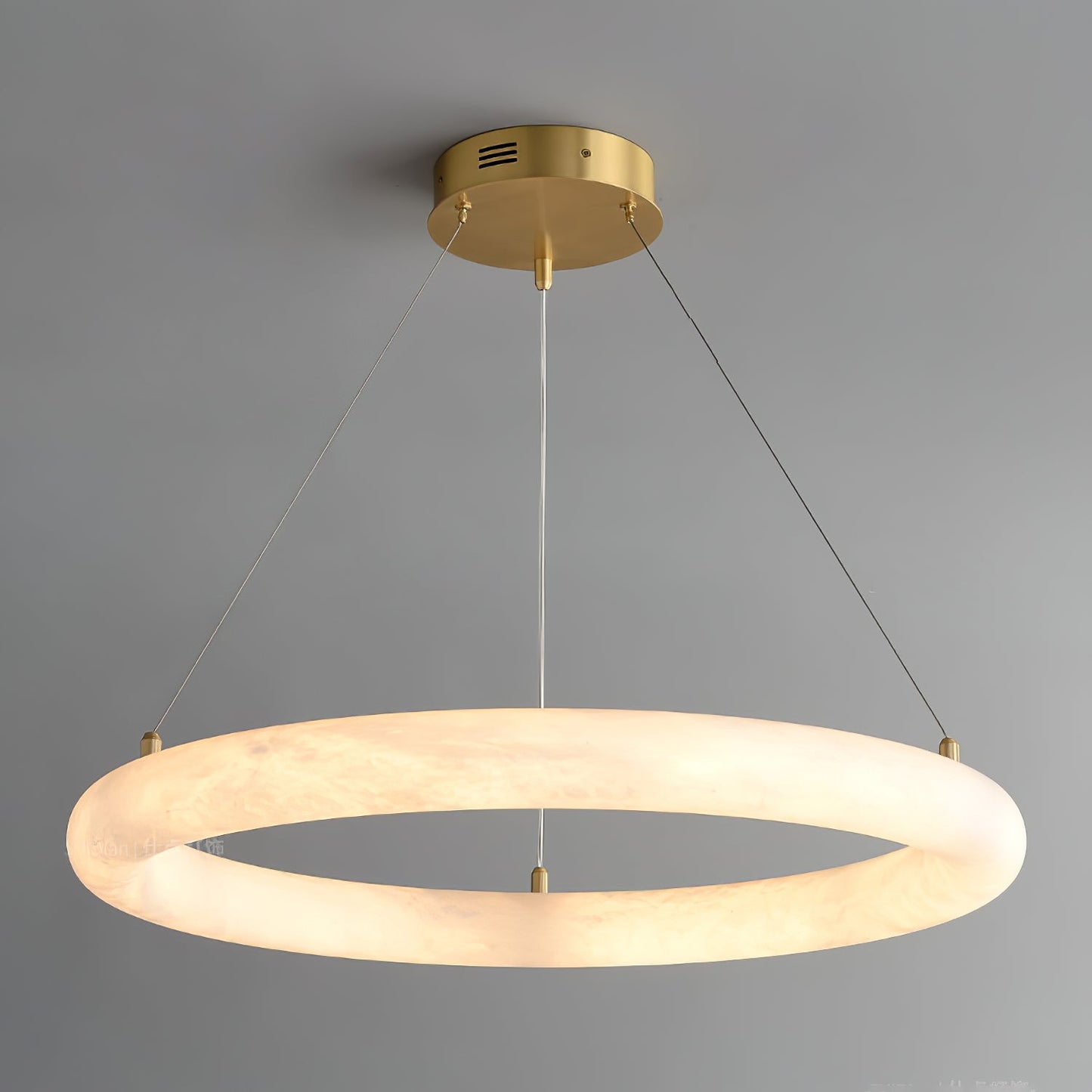 Halo Alabaster Chandelier - Elegant Design, Adjustable Height, Soft Gl