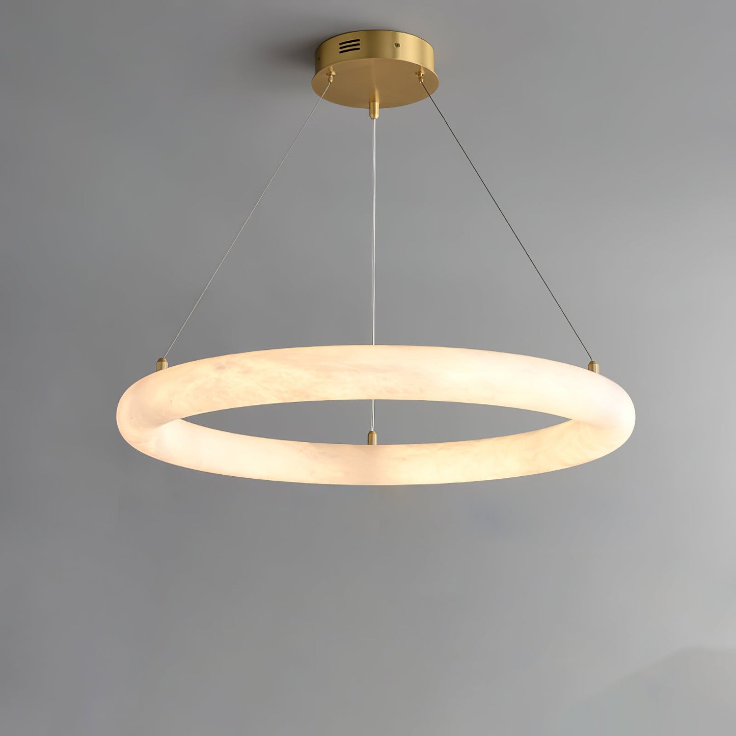 Halo Alabaster Chandelier - Elegant Design, Adjustable Height, Soft Gl