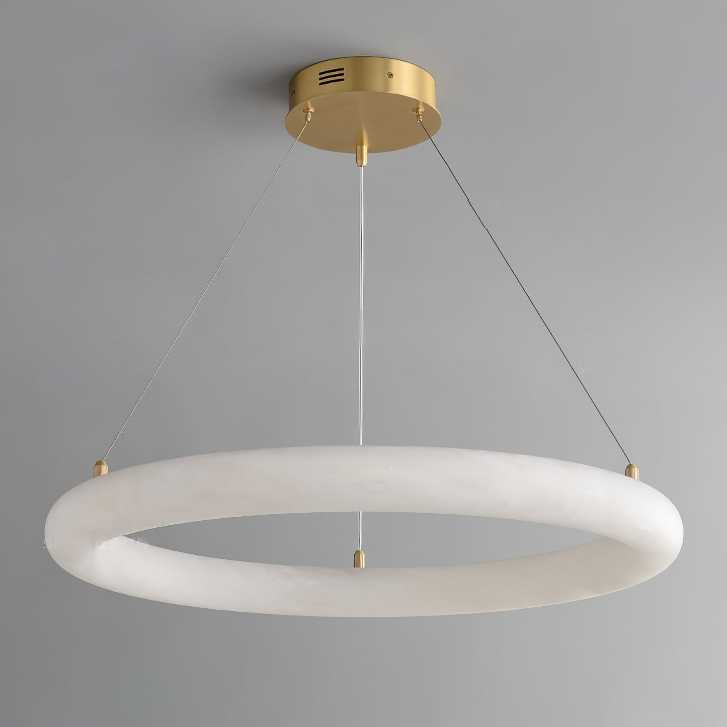 Halo Alabaster Chandelier - Elegant Design, Adjustable Height, Soft Gl