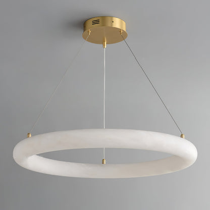 Halo Alabaster Chandelier - Elegant Design, Adjustable Height, Soft Gl