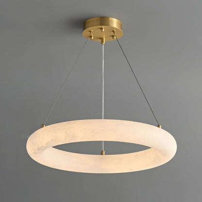 Halo Alabaster Chandelier - Elegant Design, Adjustable Height, Soft Gl