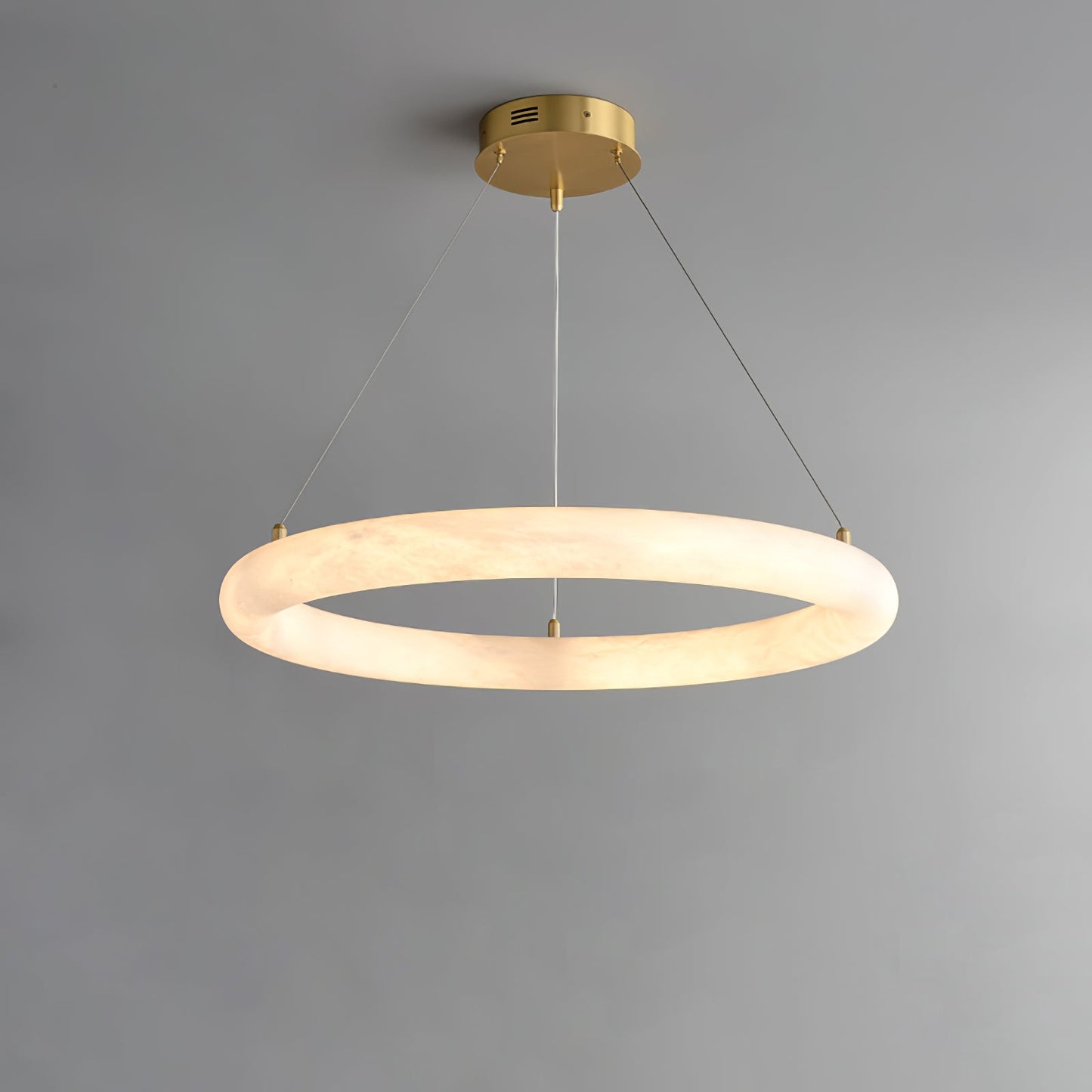 Halo Alabaster Chandelier - Elegant Design, Adjustable Height, Soft Gl