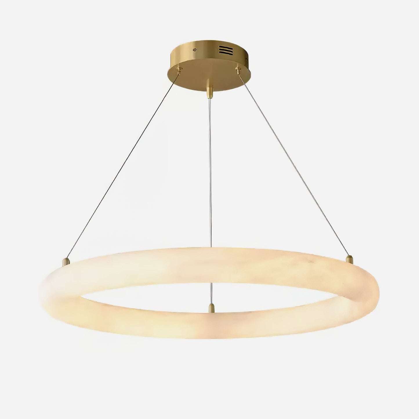 Halo Alabaster Chandelier - Elegant Design, Adjustable Height, Soft Gl