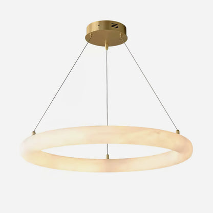 Halo Alabaster Chandelier - Elegant Design, Adjustable Height, Soft Gl
