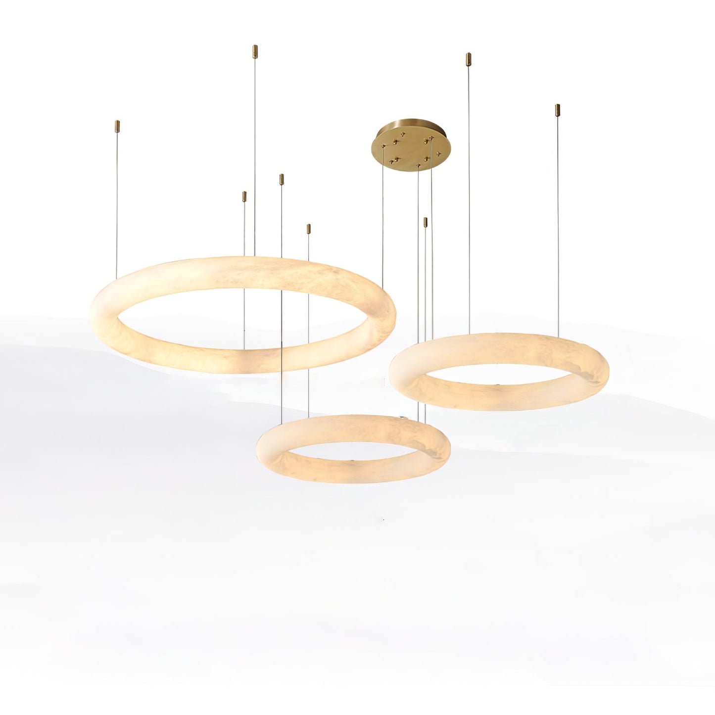 Halo Alabaster Chandelier - Elegant Design, Adjustable Height, Soft Gl