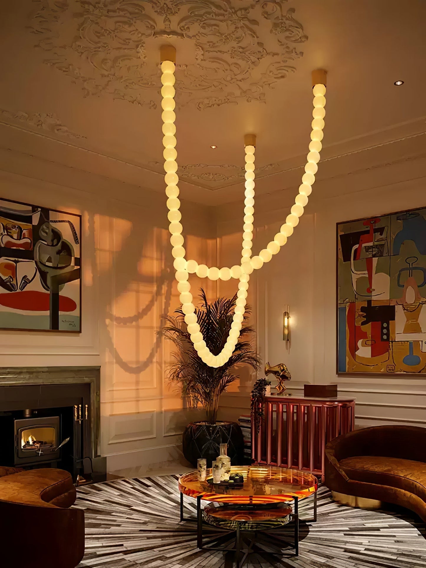 Elegant Pearl Ball Chandelier Necklace - Adjustable Length, Durable De