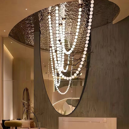 Elegant Pearl Ball Chandelier Necklace - Adjustable Length, Durable De