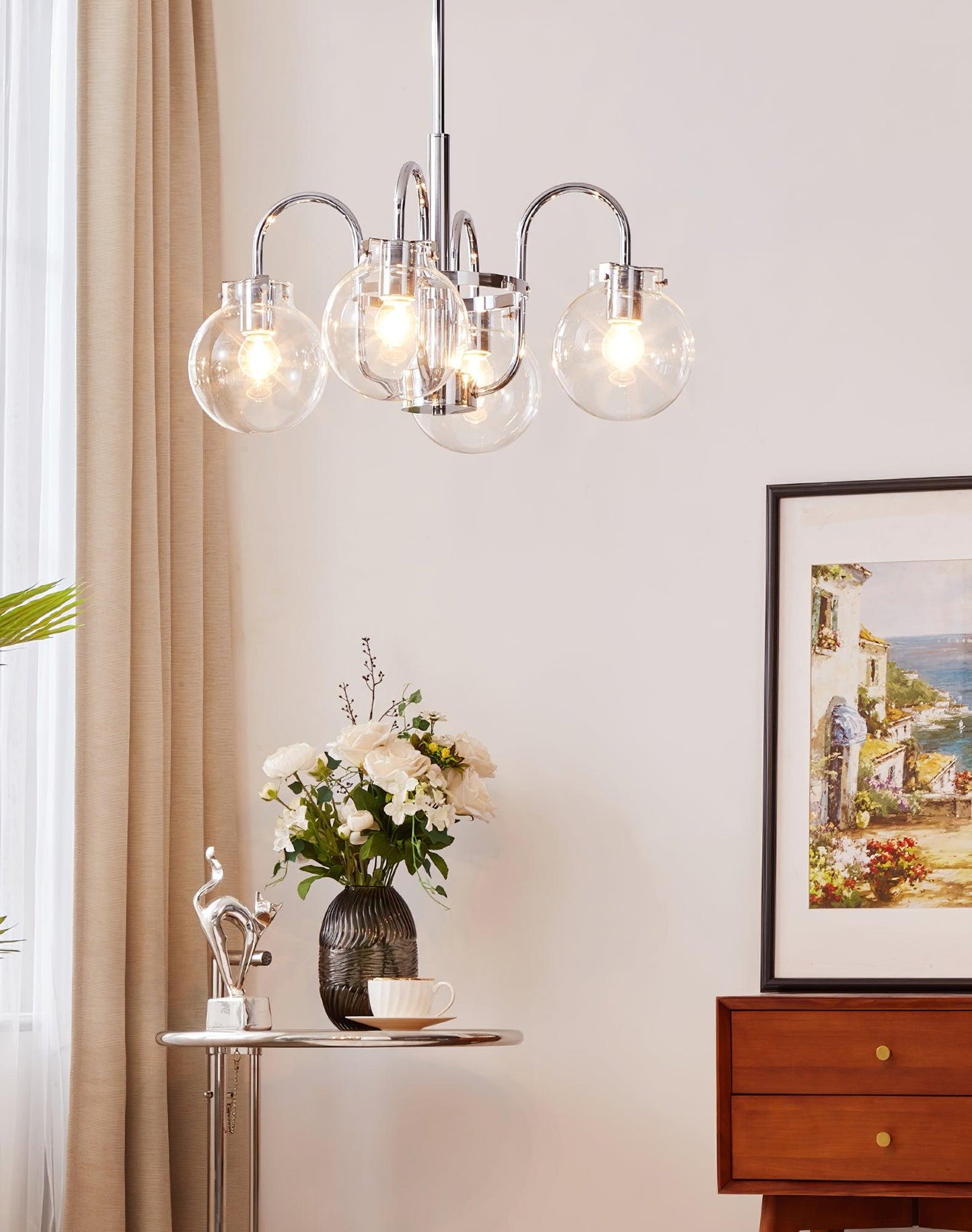 Elegant Hansford Chandelier with Adjustable Arms and Crystal Accents