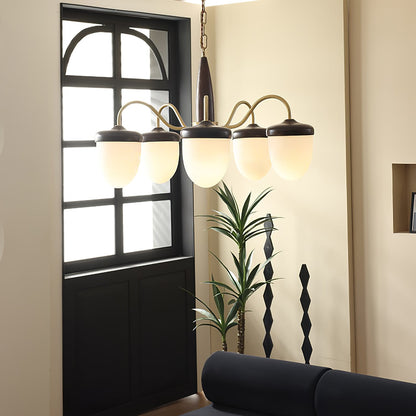 Elegant Hazelnut Branch Chandelier - Adjustable Height, Warm LED Light