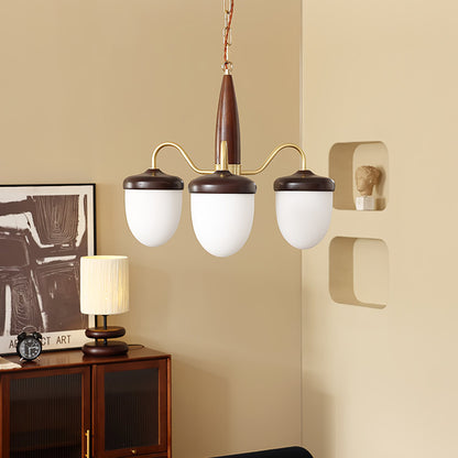 Elegant Hazelnut Branch Chandelier - Adjustable Height, Warm LED Light