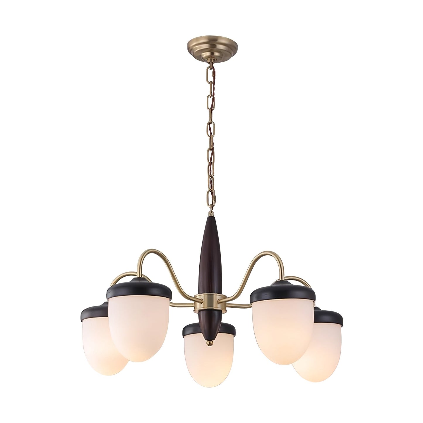 Elegant Hazelnut Branch Chandelier - Adjustable Height, Warm LED Light