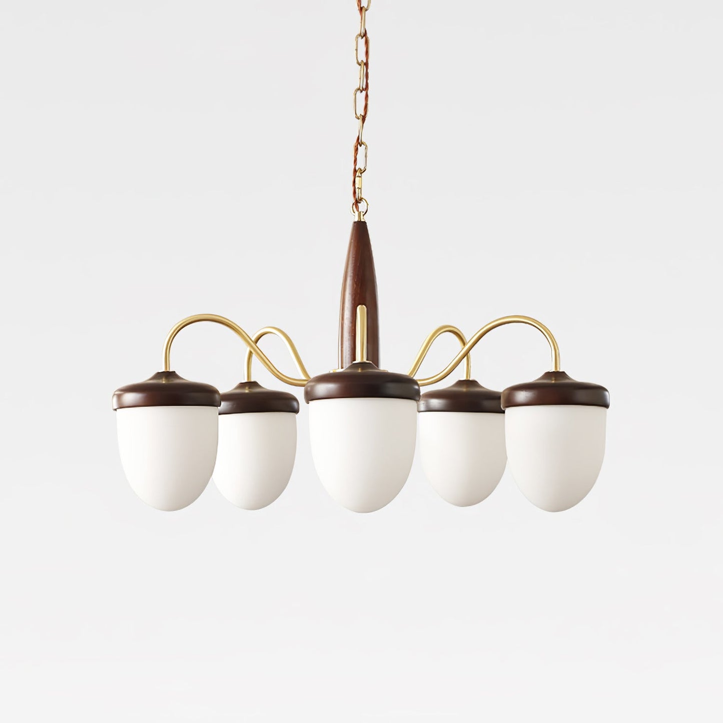 Elegant Hazelnut Branch Chandelier - Adjustable Height, Warm LED Light