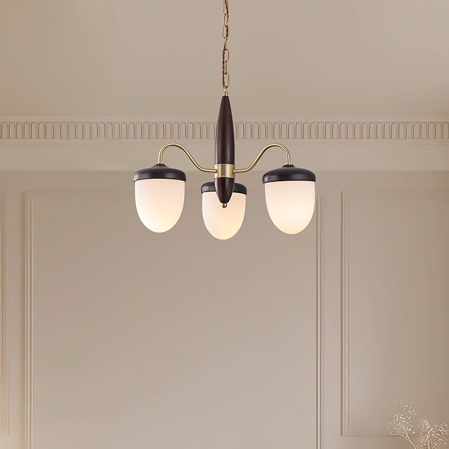 Elegant Hazelnut Branch Chandelier - Adjustable Height, Warm LED Light