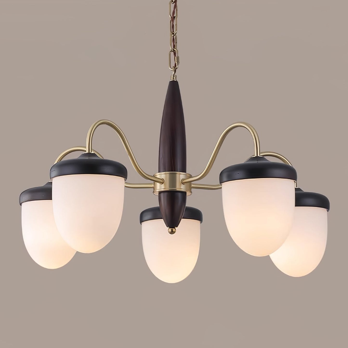 Elegant Hazelnut Branch Chandelier - Adjustable Height, Warm LED Light