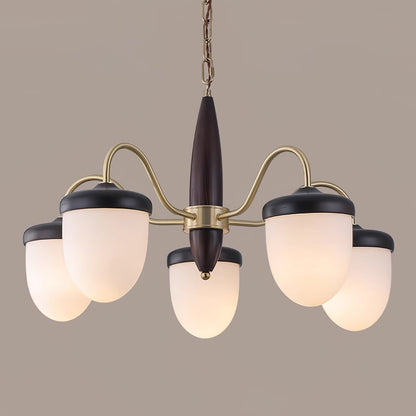 Elegant Hazelnut Branch Chandelier - Adjustable Height, Warm LED Light