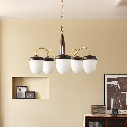 Elegant Hazelnut Branch Chandelier - Adjustable Height, Warm LED Light