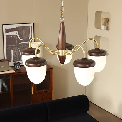 Elegant Hazelnut Branch Chandelier - Adjustable Height, Warm LED Light
