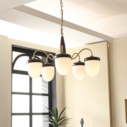 Elegant Hazelnut Branch Chandelier - Adjustable Height, Warm LED Light