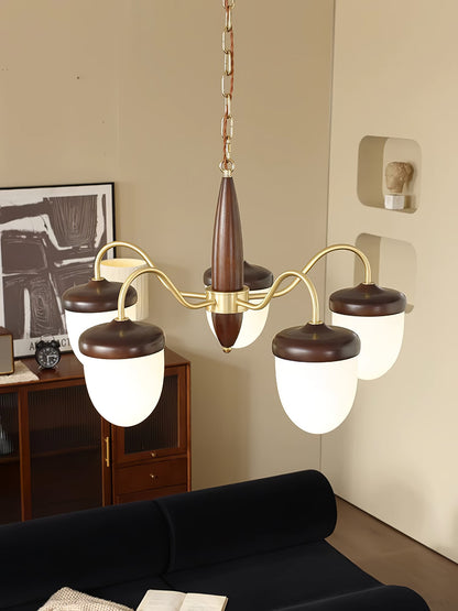 Elegant Hazelnut Branch Chandelier - Adjustable Height, Warm LED Light