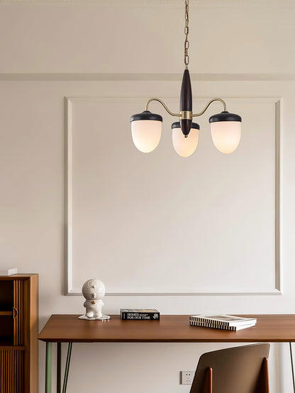 Elegant Hazelnut Branch Chandelier - Adjustable Height, Warm LED Light