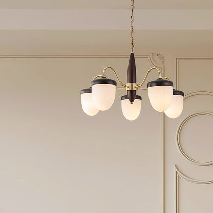Elegant Hazelnut Branch Chandelier - Adjustable Height, Warm LED Light
