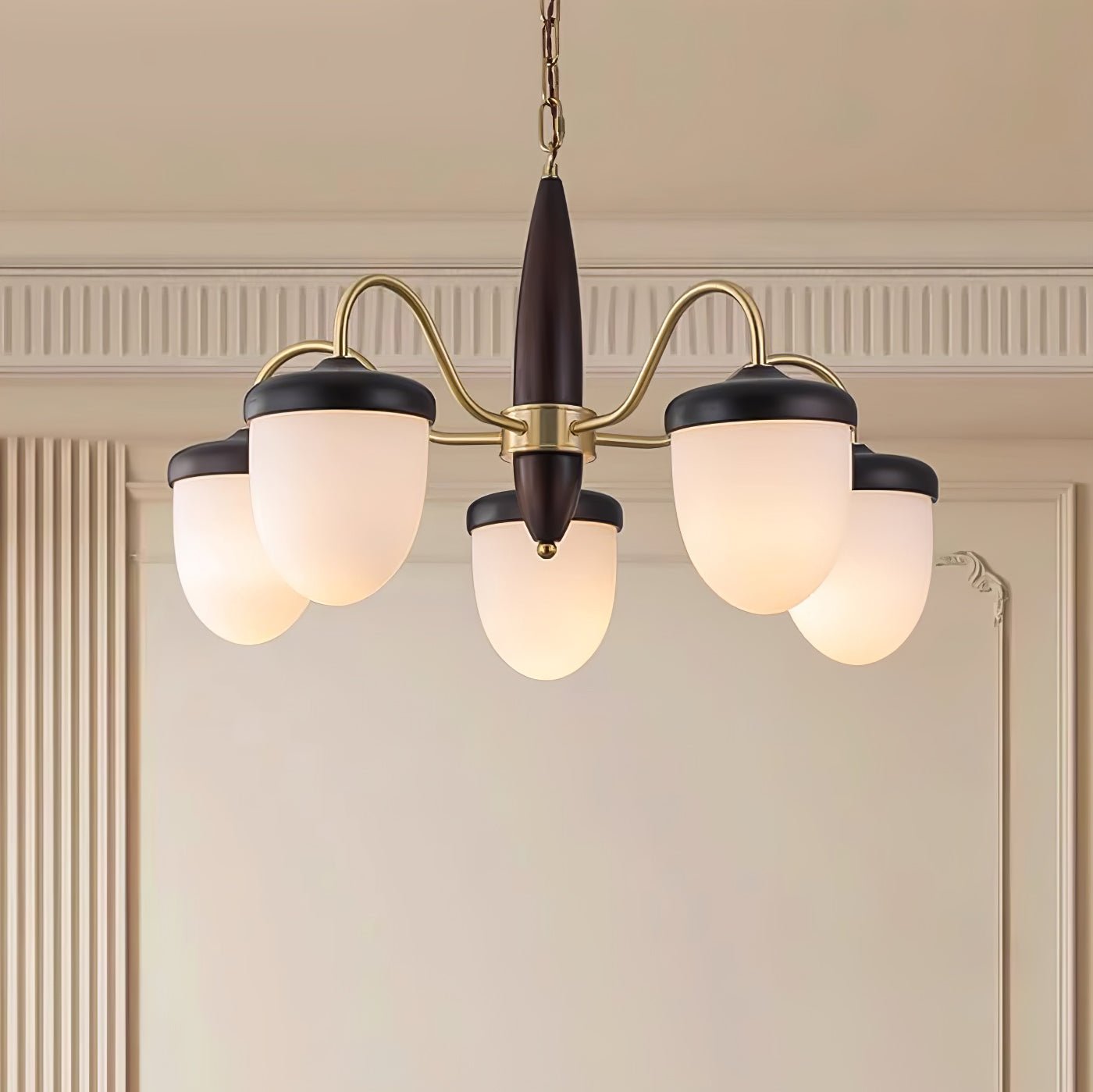 Elegant Hazelnut Branch Chandelier - Adjustable Height, Warm LED Light