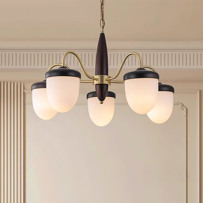Elegant Hazelnut Branch Chandelier - Adjustable Height, Warm LED Light