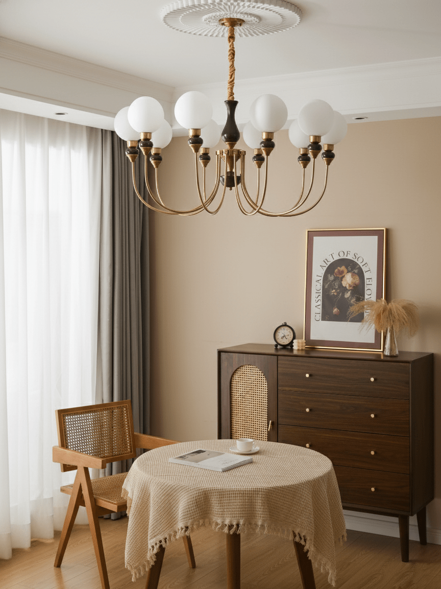 Helena Curve Chandelier - Elegant Design with Adjustable Height & LED