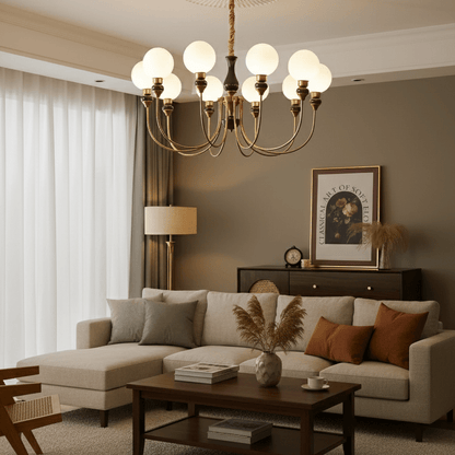 Helena Curve Chandelier - Elegant Design with Adjustable Height & LED
