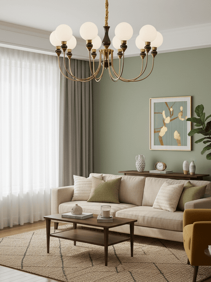 Helena Curve Chandelier - Elegant Design with Adjustable Height & LED