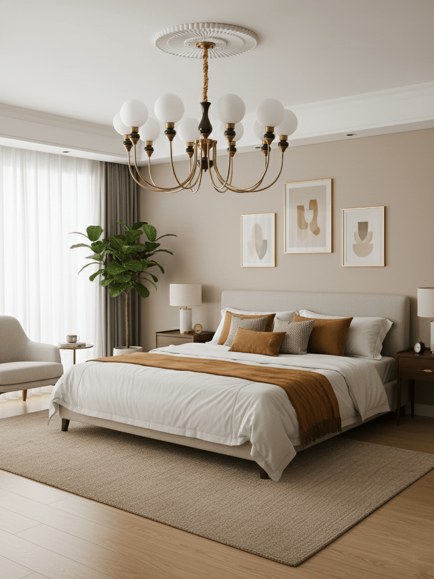Helena Curve Chandelier - Elegant Design with Adjustable Height & LED