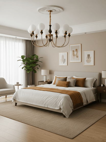 Helena Curve Chandelier - Elegant Design with Adjustable Height & LED