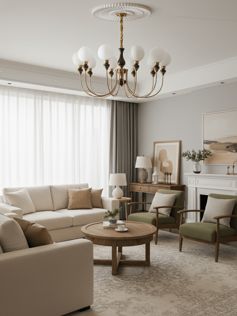 Helena Curve Chandelier - Elegant Design with Adjustable Height & LED