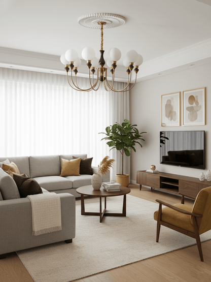Helena Curve Chandelier - Elegant Design with Adjustable Height & LED