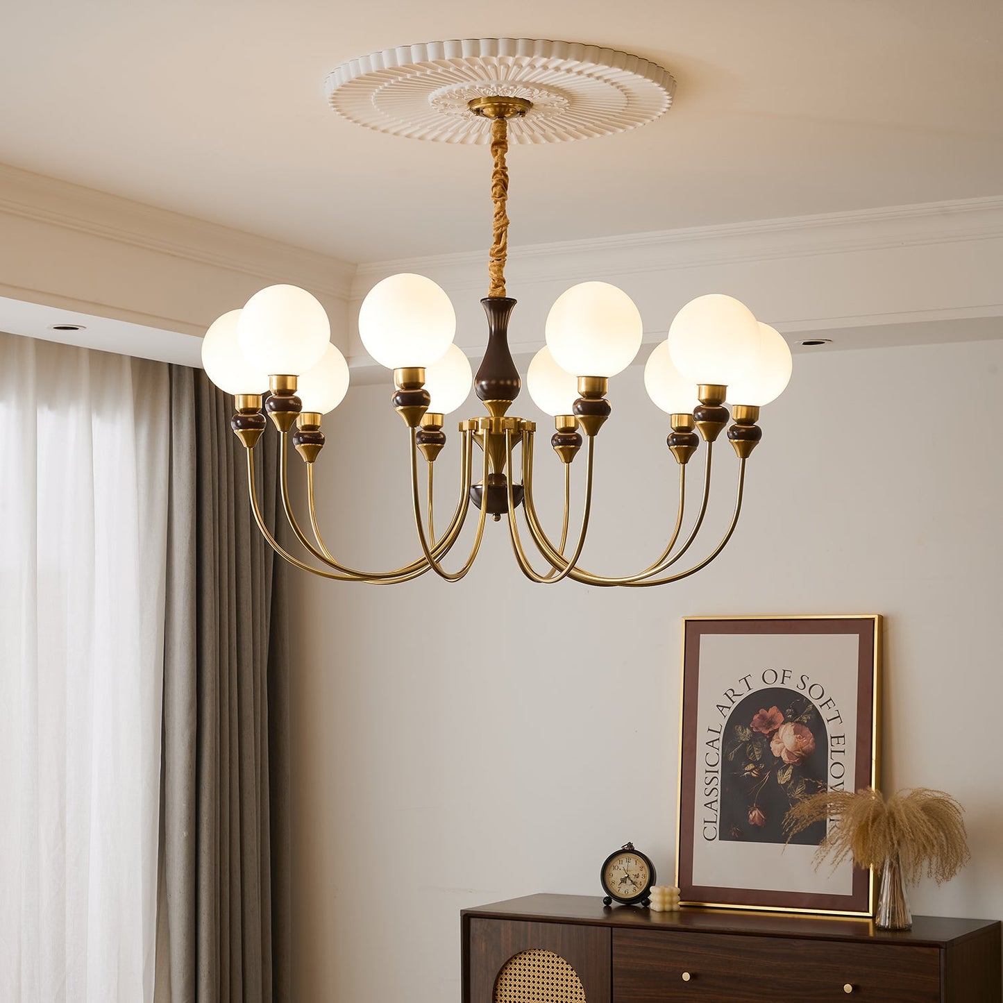 Helena Curve Chandelier - Elegant Design with Adjustable Height & LED
